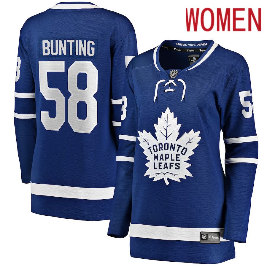 Women Toronto Maple Leafs #58 Michael Bunting Fanatics Branded Blue Home Breakaway Player NHL Jersey